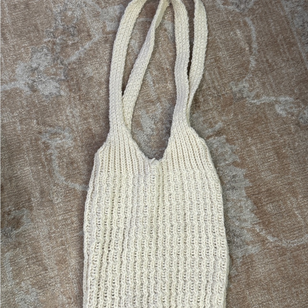 Elegant Cream Knit Tote Bag